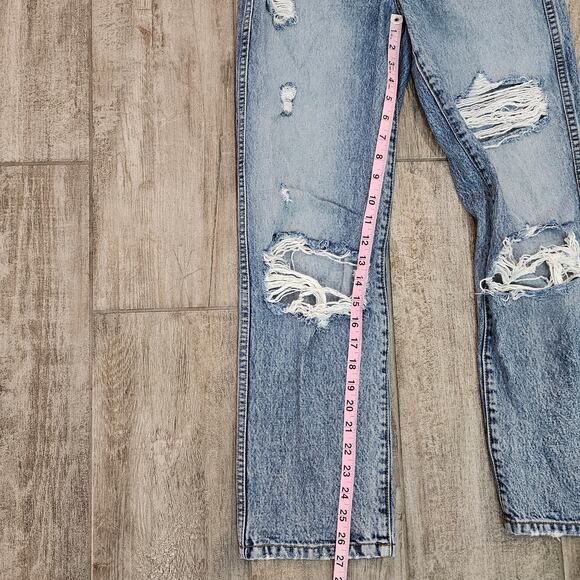 REVICE B-Side OG Wash Fold Over Waist Jeans Womens 25 Light Distressed Straight - Picture 8 of 16
